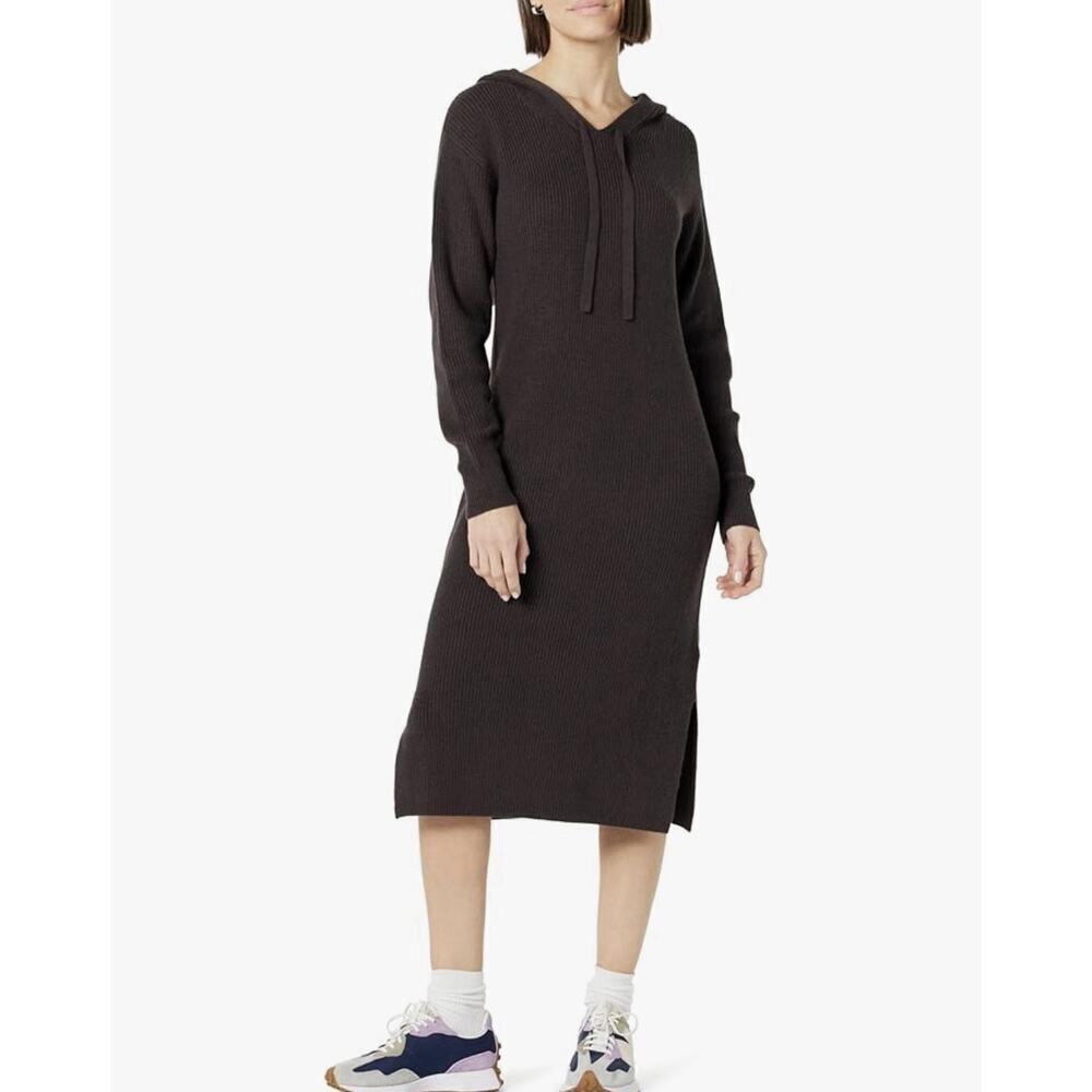 💰The Drop women's Hoodie Midi Dress M Brown Casual Staple Cozy Everyday